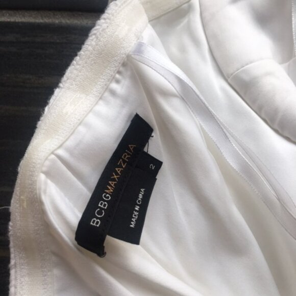 BCBG MaxAzria White cotton embroidered strapless summer dress size 2 - Picture 14 of 16